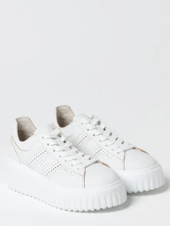 Sneakers H-Stripe Hogan in pelle a grana con logo traforato