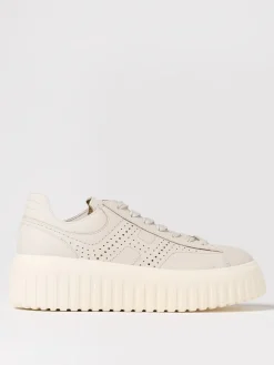 Sneakers H-Stripe Hogan in pelle a grana con logo traforato