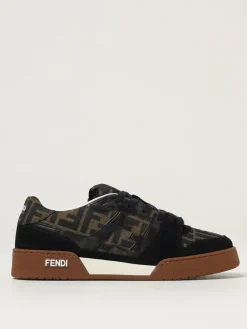 Sneakers Match Fendi in canvas jacquard e camoscio
