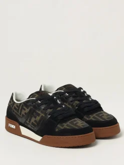 Sneakers Match Fendi in canvas jacquard e camoscio