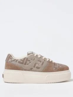 Sneakers Match Fendi in camoscio e misto cotone con FF jacquard