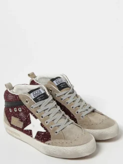 Sneakers Mid Star Golden Goose in camoscio e glitter used