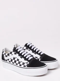 Sneakers Old Skool Platform Vans in canvas a quadretti e camoscio