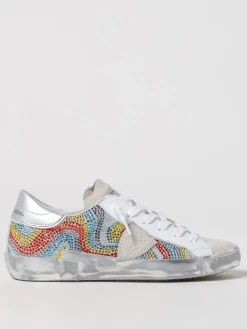 Sneakers Philippe Model in pelle used con cristalli multicolor