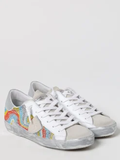 Sneakers Philippe Model in pelle used con cristalli multicolor