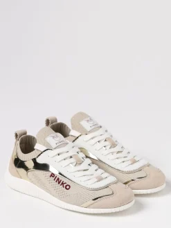 Sneakers Reby Pinko in camoscio e maglia traforata