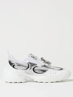 Sneakers Roger Vivier in pelle e mesh con fibbia gioiello