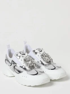 Sneakers Roger Vivier in pelle e mesh con fibbia gioiello