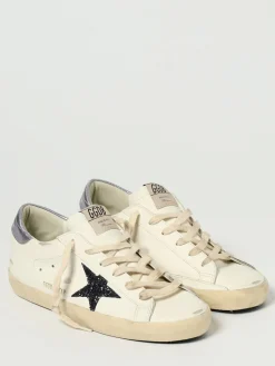 Sneakers Super-Star Golden Goose in pelle used con glitter