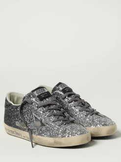 Sneakers Super-Star Golden Goose in pelle laminata e glitter used