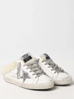 Sneakers Super-Star Sabot Golden Goose in pelle e shearling con glitter