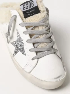 Sneakers Super-Star Sabot Golden Goose in pelle e shearling con glitter