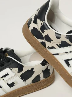 Sneakers Swan Balmain in camoscio stampa animalier
