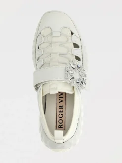 Sneakers Viv' Run Light Trekky Roger Vivier in mesh e pelle con fibbia gioiello