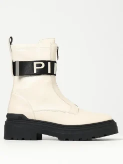 Stivaletto Pinko in pelle con nastro stretch logato