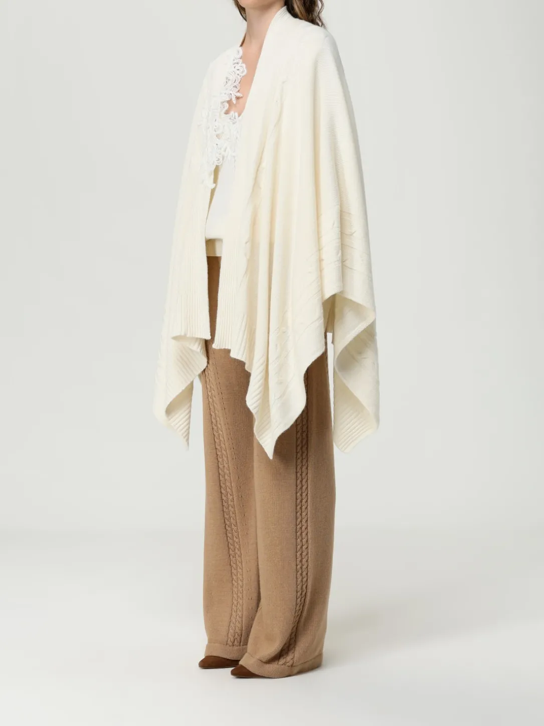 Stola in misto lana con inserti in pizzo Ermanno Scervino Life