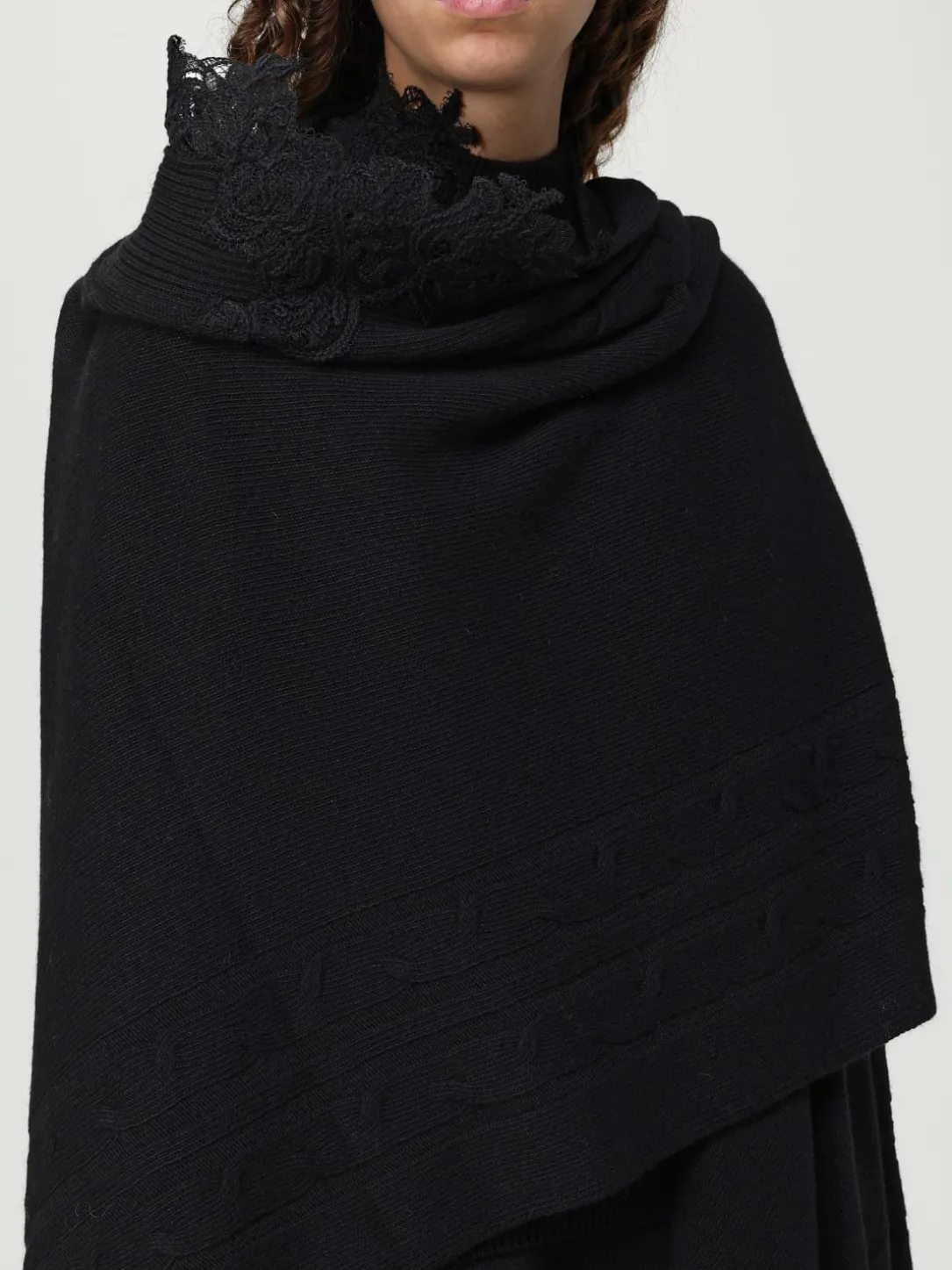 Stola in misto lana con inserti in pizzo Ermanno Scervino Life