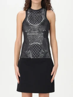 Top Balmain in crepe con stampa grafica