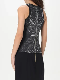 Top Balmain in crepe con stampa grafica