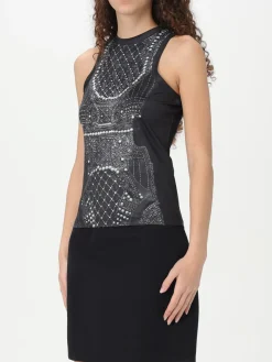 Top Balmain in crepe con stampa grafica