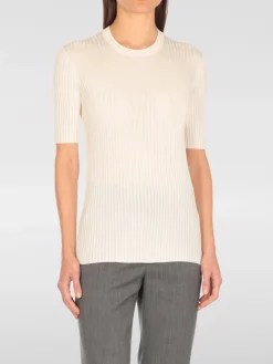 Top basic Jil Sander in maglia di seta a coste