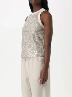 Top Brunello Cucinelli in misto cotone con strass