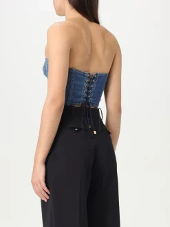 Top bustier Elisabetta Franchi in denim stretch