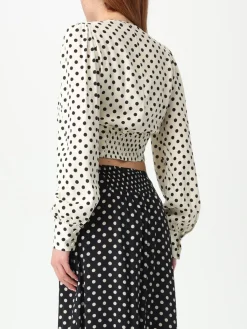 Top cropped Mar De Margaritas in crêpe a pois