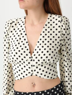 Top cropped Mar De Margaritas in crêpe a pois