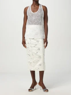 Top Genny in organza con ricamo floreale