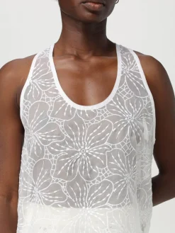 Top Genny in organza con ricamo floreale