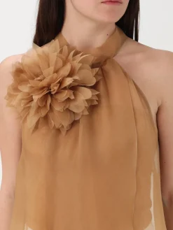 Top H Couture in misto seta con fiore