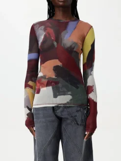 Top JW Anderson in jersey con stampa astratta