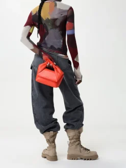 Top JW Anderson in jersey con stampa astratta