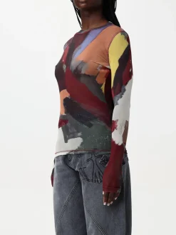 Top JW Anderson in jersey con stampa astratta