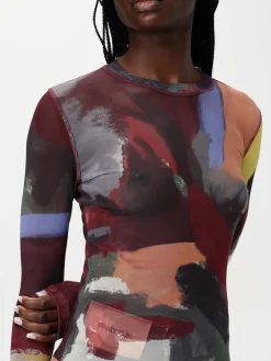 Top JW Anderson in jersey con stampa astratta