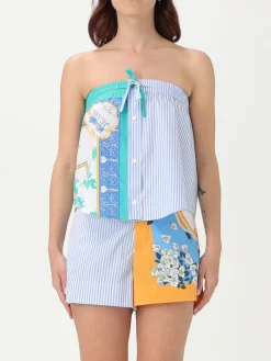 Top Moschino Jeans in cotone con stampa patchwork