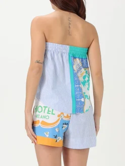 Top Moschino Jeans in cotone con stampa patchwork