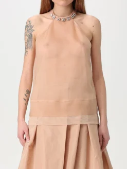 Top Pinko in organza e strass