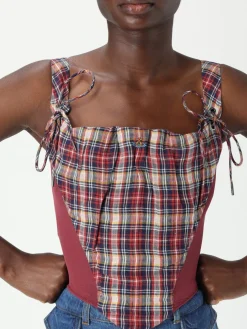 Top Vivienne Westwood in lino e cotone con stampa check