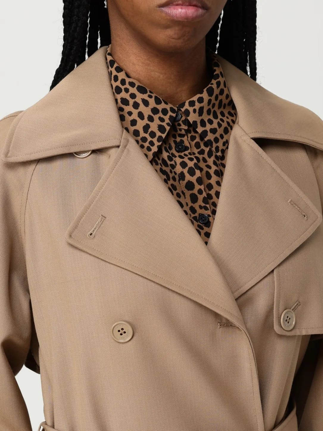 Trench a doppiopetto in misto lana Michael Kors