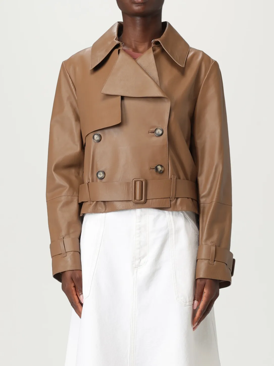 Trench doppiopetto Boss in pelle