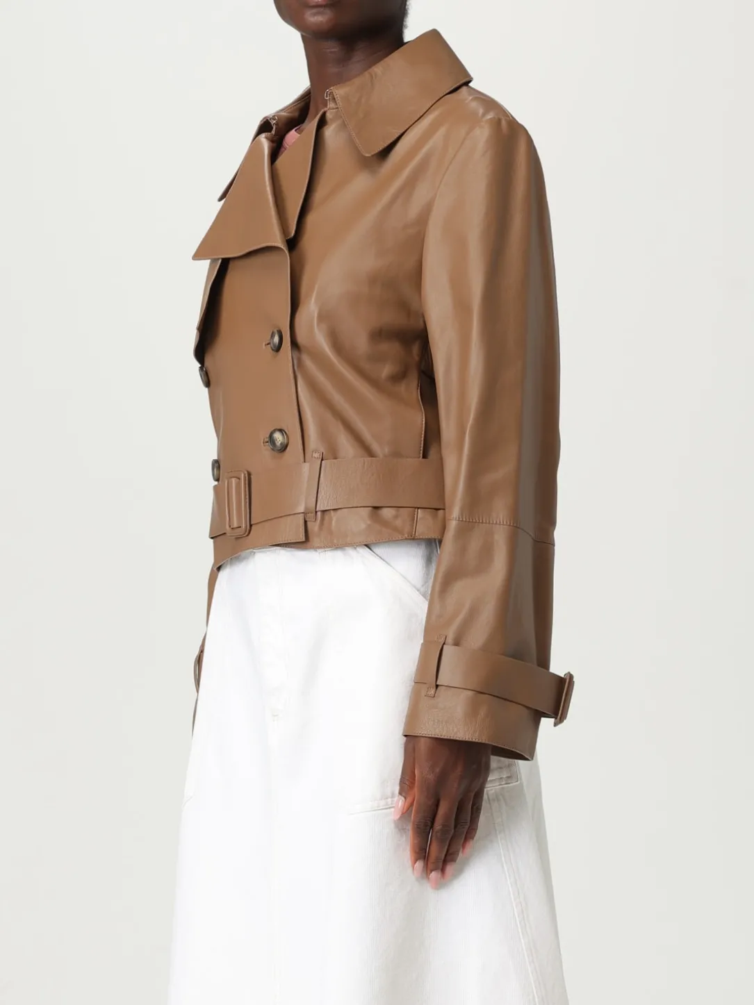 Trench doppiopetto Boss in pelle