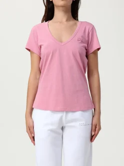 T-shirt a v in cotone con logo Boss