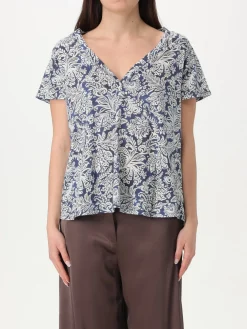 T-shirt a v Maliparmi in cotone paisley