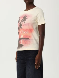 T-shirt Chloé in cotone con stampa logo