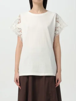 T-shirt con maniche ricamate Twinset