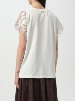 T-shirt con maniche ricamate Twinset