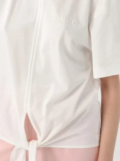 T-shirt con nodo in misto cotone Pinko