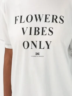 T-shirt con stampa slogan Elisabetta Franchi